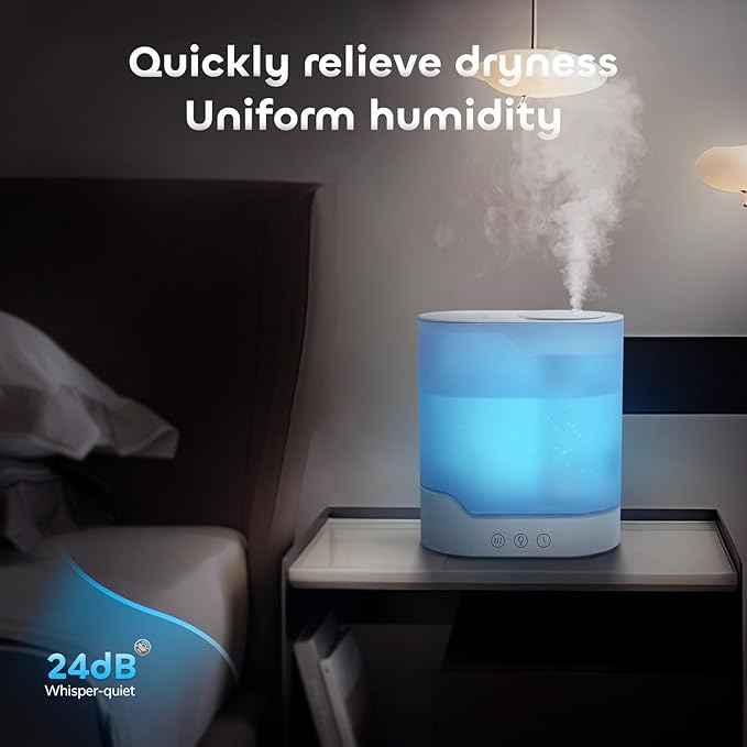 YOGIN Air Humidifier for Bedroom, 3L Top-Fill Cool Mist Humidifier & Essential - Image 4