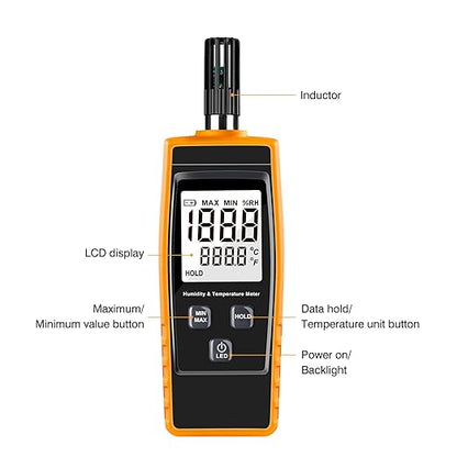 Handheld Humidity Meter, Digital Hygrometer Thermometer 0~100% RH/ -30~60°C LCD - Image 3