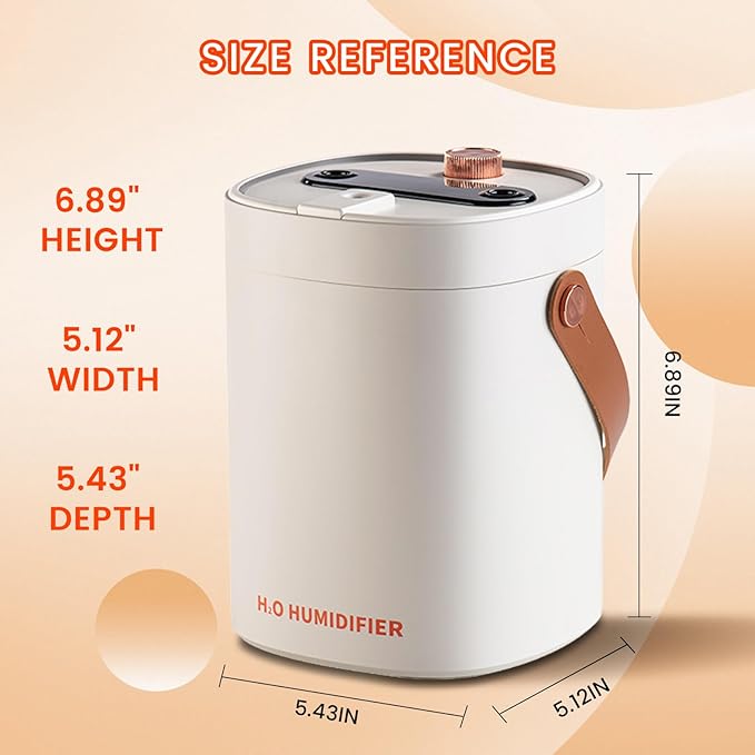 2L Humidifier for Bedroom, Portable Cool Mist Humidifiers, Ultra Quiet 20dB - Image 4