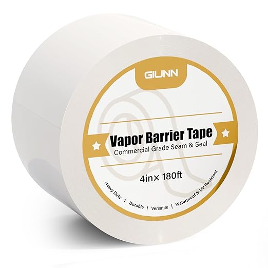 Vapor Barrier Tape, 9 mil White polyethylene Tape, Moisture Sealing and Seams by GIUNN