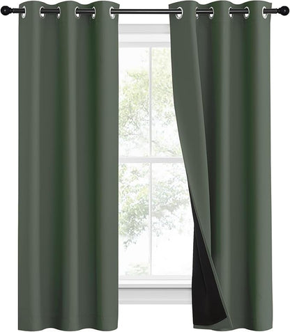 NICETOWN 100% Blackout Curtains 60" Long, Pair of Energy Smart & Noise Blocking - Image 2