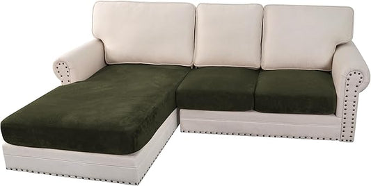 H.VERSAILTEX Velvet Stretch Sectional Couch Covers 3 Pieces Sofa Seat Cushion by HVERSAILTEX