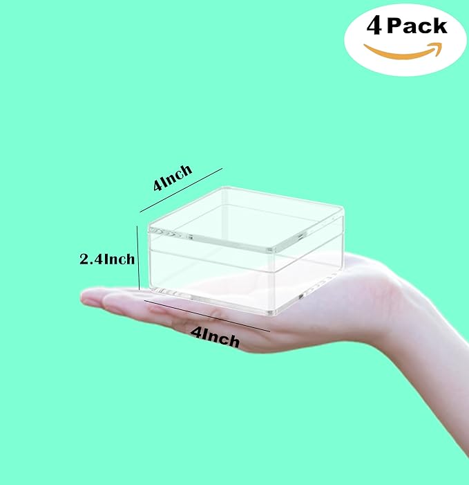 Acrylic Box 4 Packs Clear Square Cube Acrylic Decorations Box Acrylic Candy Box - Image 2