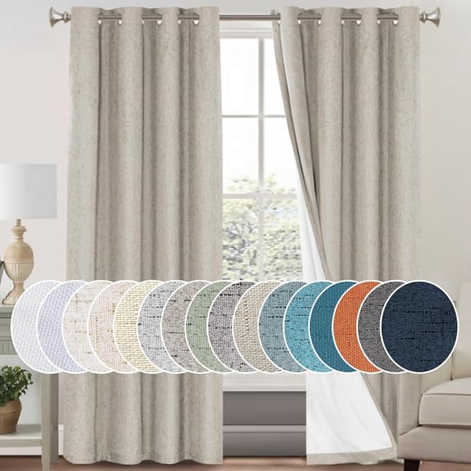 PrinceDeco Linen 100% Blackout Curtains by PrinceDeco