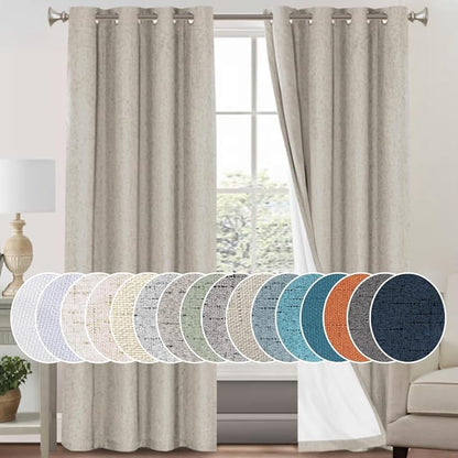 PrinceDeco Linen 100% Blackout Curtains by PrinceDeco