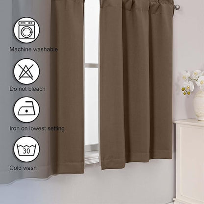 Chyhomenyc Brown Short Blackout Curtains 36 Inch Length, Small Kitchen Curtain - Image 7