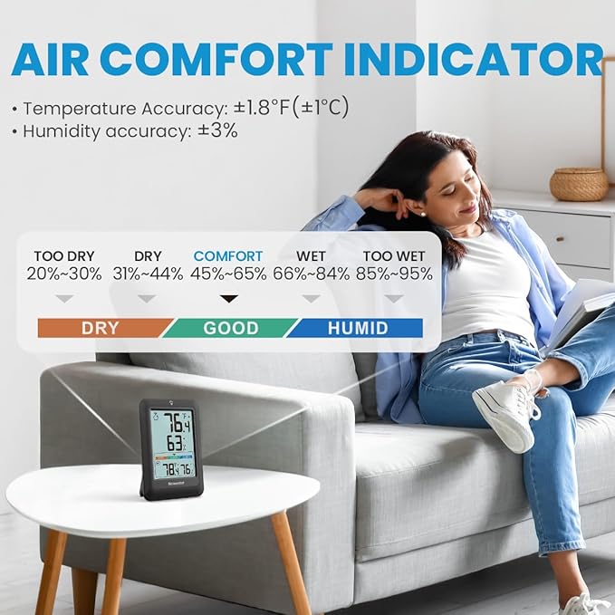 Newentor Indoor Outdoor Thermometer Wireless, Weather Stations Wireless Indoor - Image 5