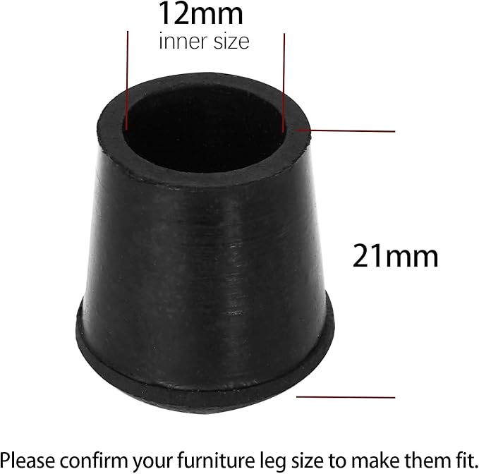 10 PCS Black Round Rubber Chair Leg Caps Tips, Vinyl Rubber End Kits, Soft - Image 2