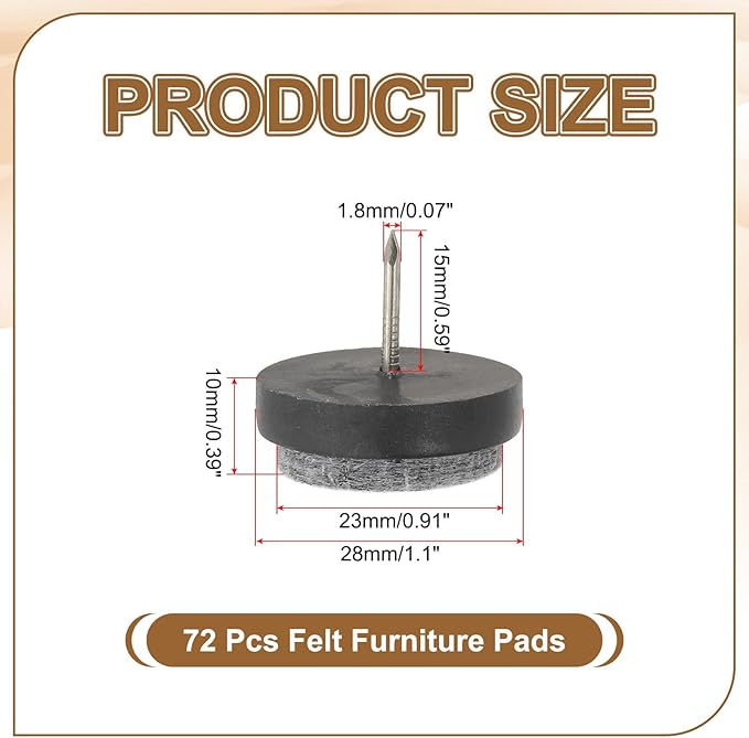 PATIKIL 28 mm Nail-on Felt Pads - Image 2