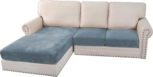 H.VERSAILTEX Velvet Stretch Sectional Couch Covers 3 Pieces Sofa Seat Cushion by HVERSAILTEX