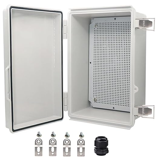 Waterproof Electrical Box, IP67 Junction Box Stainless Steel Latch Hinged Grey by YETLEBOX