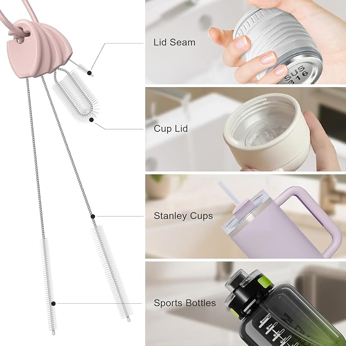 YOTIME Standing Straw Cleaner Brush Set, 4in1 Reusable Straw Brushes - Image 5