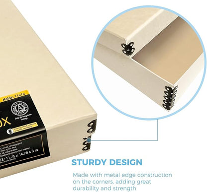 Lineco Museum Archival Storage Box, 11.75x14.75x3 in. Drop Front Design. - Image 4