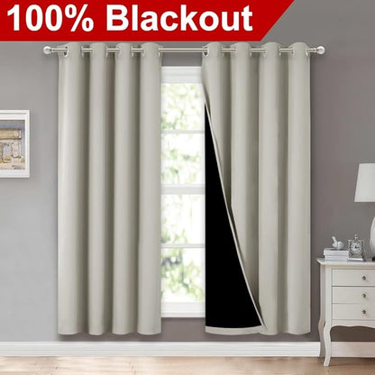 NICETOWN 100% Blackout Window Curtain Panels, Full Light Blocking Drapes - Image 2