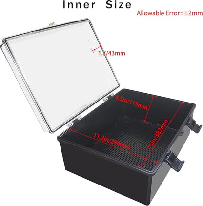 Junction Box, Hinged Black Clear Cover IP67 Waterproof ABS Project Box - Image 3