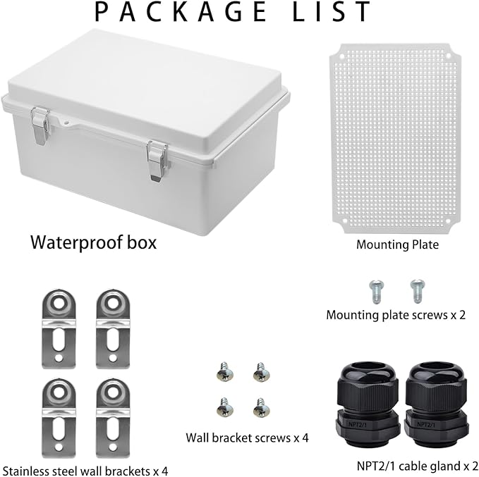 Waterproof Electrical Box, IP67 Junction Box Hinged Grey Cover ABS Project Boxes - Image 4
