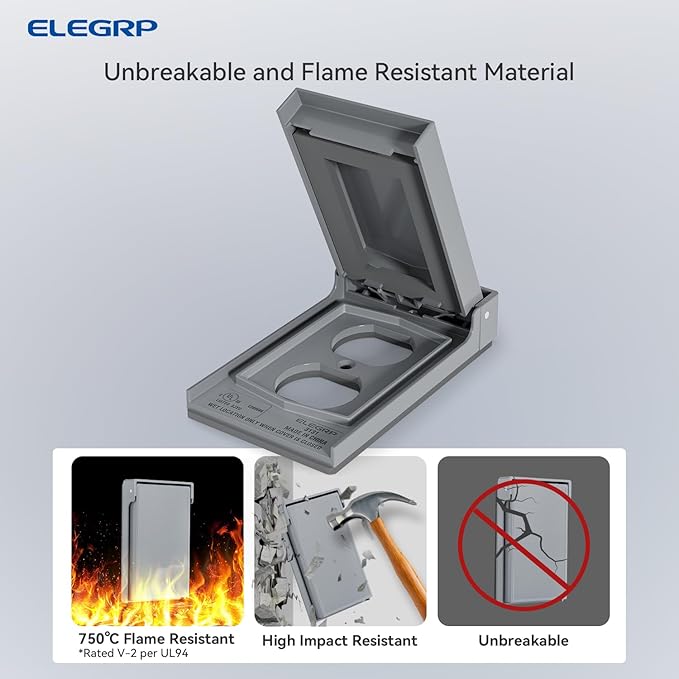 ELEGRP Vertical Outdoor Cover for Duplex Receptacles, Weatherproof Wall Plate - Image 2