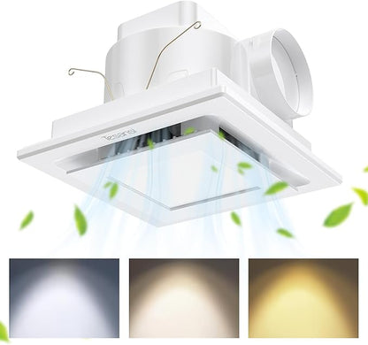 Bathroom Exhaust Fan with Light, Ultra-Quiet 100 CFM Ventilation & 3CCT LED by Tesansi