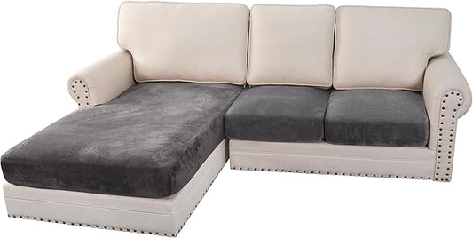 H.VERSAILTEX Velvet Stretch Sectional Couch Covers 3 Pieces Sofa Seat Cushion by HVERSAILTEX