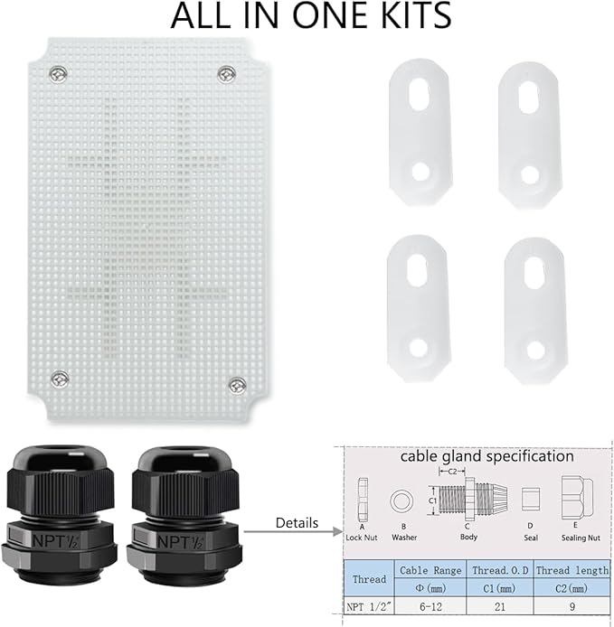 Junction Box, Hinged Cover IP67 Waterproof ABS Project Box - Image 6
