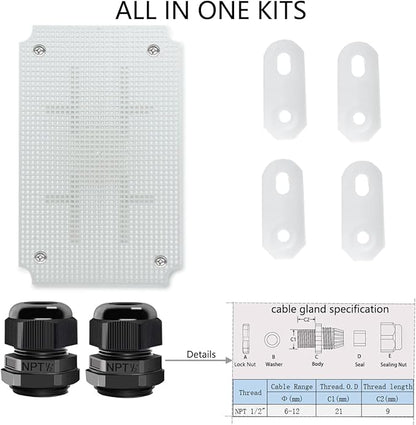 Junction Box, Hinged Clear Cover IP67 Waterproof ABS Project Box - Image 6