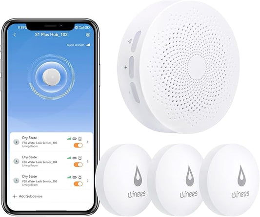 Winees WiFi Water Detector, 3 Pack Water Sensors by WINEES