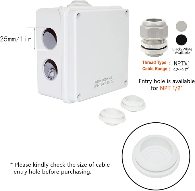 LeMotech ABS Plastic Dustproof Waterproof IP65 Junction Box Universal - Image 5