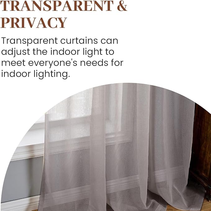 Dreaming Casa Grey Sheer Curtains 84 Inches Long, Rod Pocket & Back Tab Light - Image 4