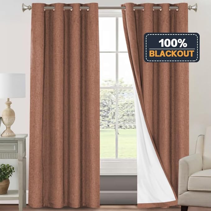 PrinceDeco Blackout Curtains for Bedroom 100% Absolutely Blackout Linen Look - Image 6