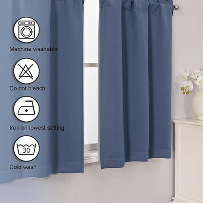 Chyhomenyc Denim Blue Short Blackout Curtains 36 Inch Length, Small Kitchen - Image 7