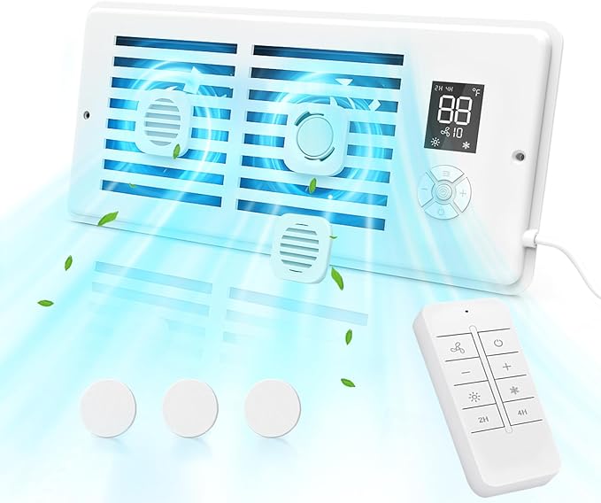 Register Booster Fan for 4" x 12" Vents Only, 10 Speeds to Control Cool & Warm by WeeLeeGoo