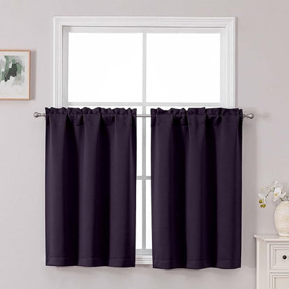 Chyhomenyc Short Kitchen Curtains 36 Inch Length, Small Curtain Tier Rod Pocket by Chyhomenyc