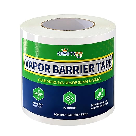 Vapor Barrier Tape, 4 in x 180 ft, High-Adhesion Waterproof Seam Tape by AISIMEE