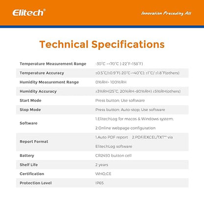 Elitech WHO PQS Certificated 10 Pack Temperature Humidity Data Logger 120Days - Image 8