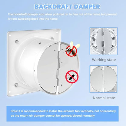 6 inch Exhaust Fan, 382CFM Wall Mounted Vent Fans, Ventilation Fan Bathroom - Image 7
