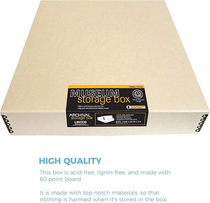 Lineco Museum Archival Storage Box, 17.75x22.75x3 in. Drop Front Design. - Image 7