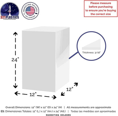 Marketing Holders Acrylic Display Riser Box White Acrylic Pillar 12" x 12” x - Image 6