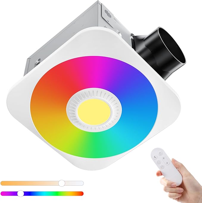 Bathroom Exhaust Fan with Light, 36W Quiet Vent Fan by MEIUOI