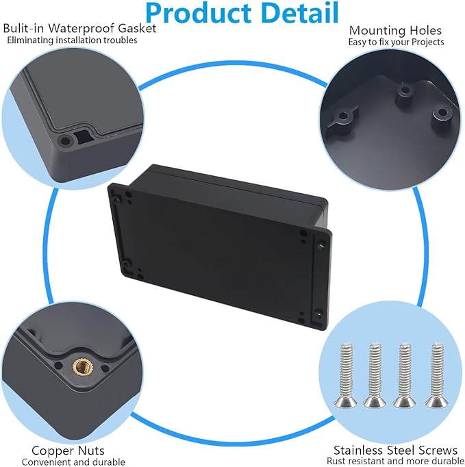 Project Box ABS Black Electrical Boxes IP67 Outdoor Waterproof Junction Box - Image 6
