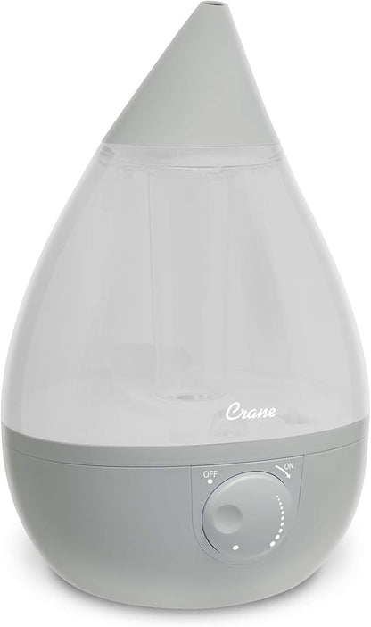 Crane Ultrasonic Teardrop Cool Mist Humidifier, Large 1 Gal Tank, Automatic by Crane