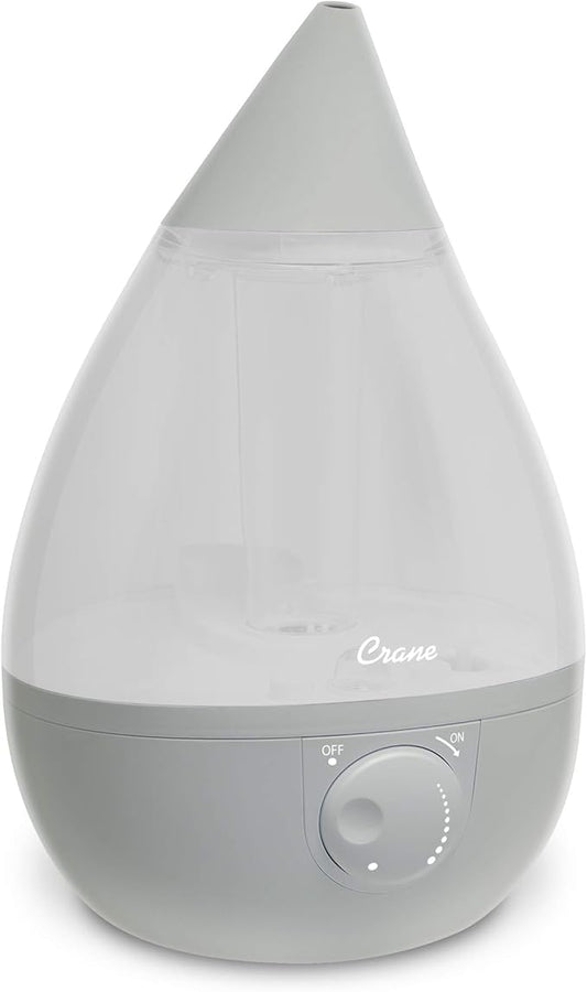 Crane Ultrasonic Teardrop Cool Mist Humidifier, Large 1 Gal Tank, Automatic by Crane