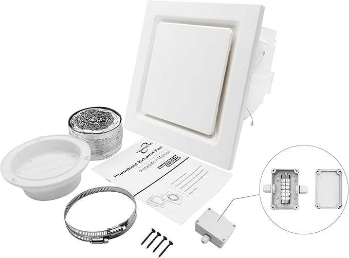 Bathroom Fan Ceiling Mount Exhaust Ventilation, 141 CFM 0.7 Sones, 4 Inches Duct - Image 8