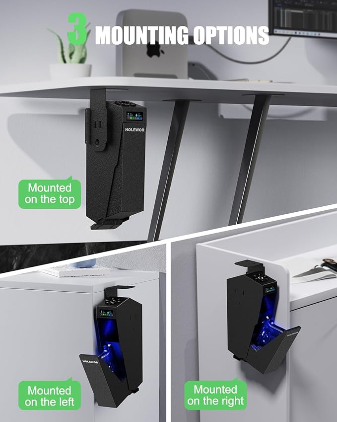 Gun Safe, Biometric Pistol Safe Fingerprint Quick Access Drop Down Handgun Safe - Image 3