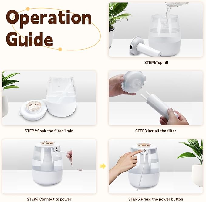 Double Spray Air Humidifier for Bedroom, 2L Quiet Cool Mist Humidifier for - Image 7