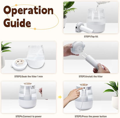 Double Spray Air Humidifier for Bedroom, 2L Quiet Cool Mist Humidifier for - Image 7