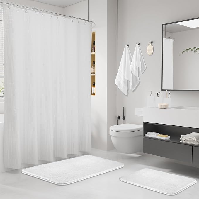 White Bathroom Set, Bath Towel Set, Natural Loofah Sponge, Soap Dispenser - Image 2