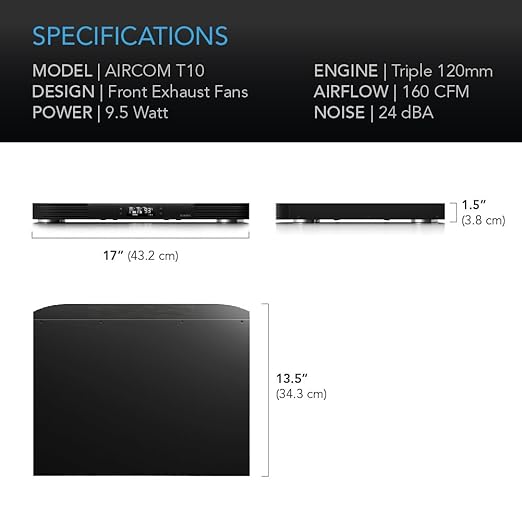 AC Infinity AIRCOM T10, Quiet Cooling Blower Fan System 17" Front-Exhaust - Image 6