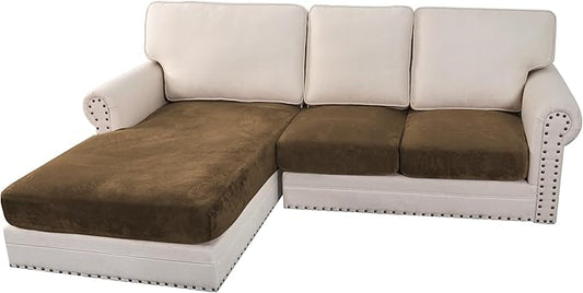 H.VERSAILTEX Velvet Stretch Sectional Couch Covers 3 Pieces Sofa Seat Cushion by HVERSAILTEX