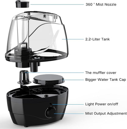 Humidifiers for Bedroom and Large Room, 2.2L Cool Mist Humidifier for Baby - Image 7