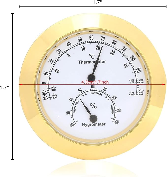 Tbest Guitar Analog Hygrometer, Round Alloy Digital Thermometer Hygrometer - Image 10